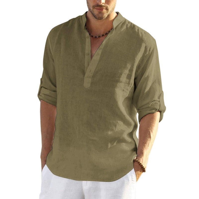 Sepino Armeegrün / S Casual T-shirt i linned til mænd