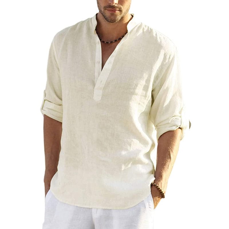 Sepino Beige / S Casual T-shirt i linned til mænd