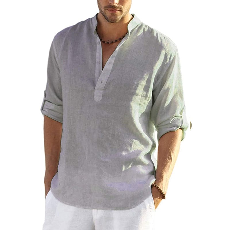 Sepino Grau / S Casual T-shirt i linned til mænd