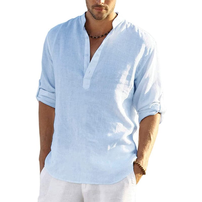 Sepino Himmelblau / S Casual T-shirt i linned til mænd