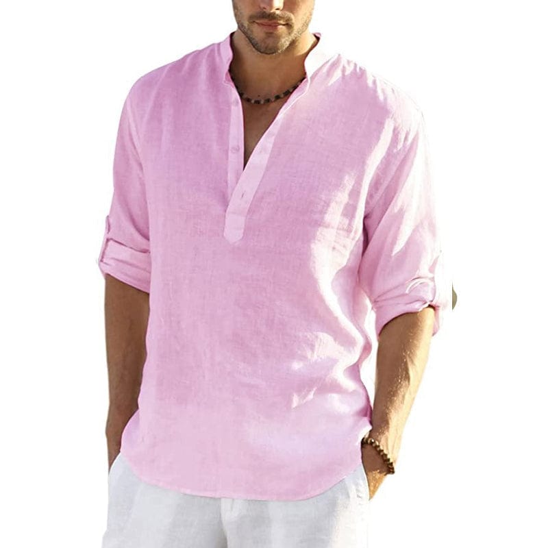 Sepino Pink / S Casual T-shirt i linned til mænd