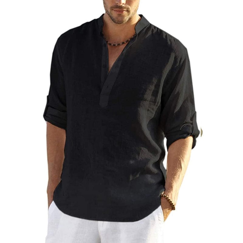 Sepino Sort / S Casual T-shirt i linned til mænd